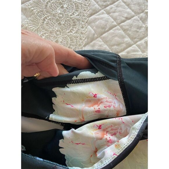 Alfenix Leggings Dark Green with Floral Print Workout High Waist Size M - Picture 6 of 8